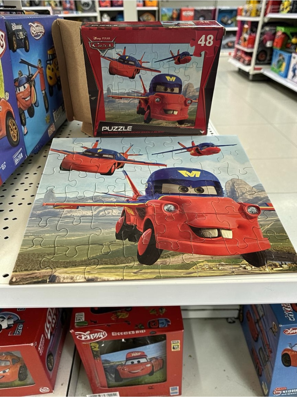 Vintage Disney Red & Blue Cars 48-Piece Puzzle - Flying Lightning Plane